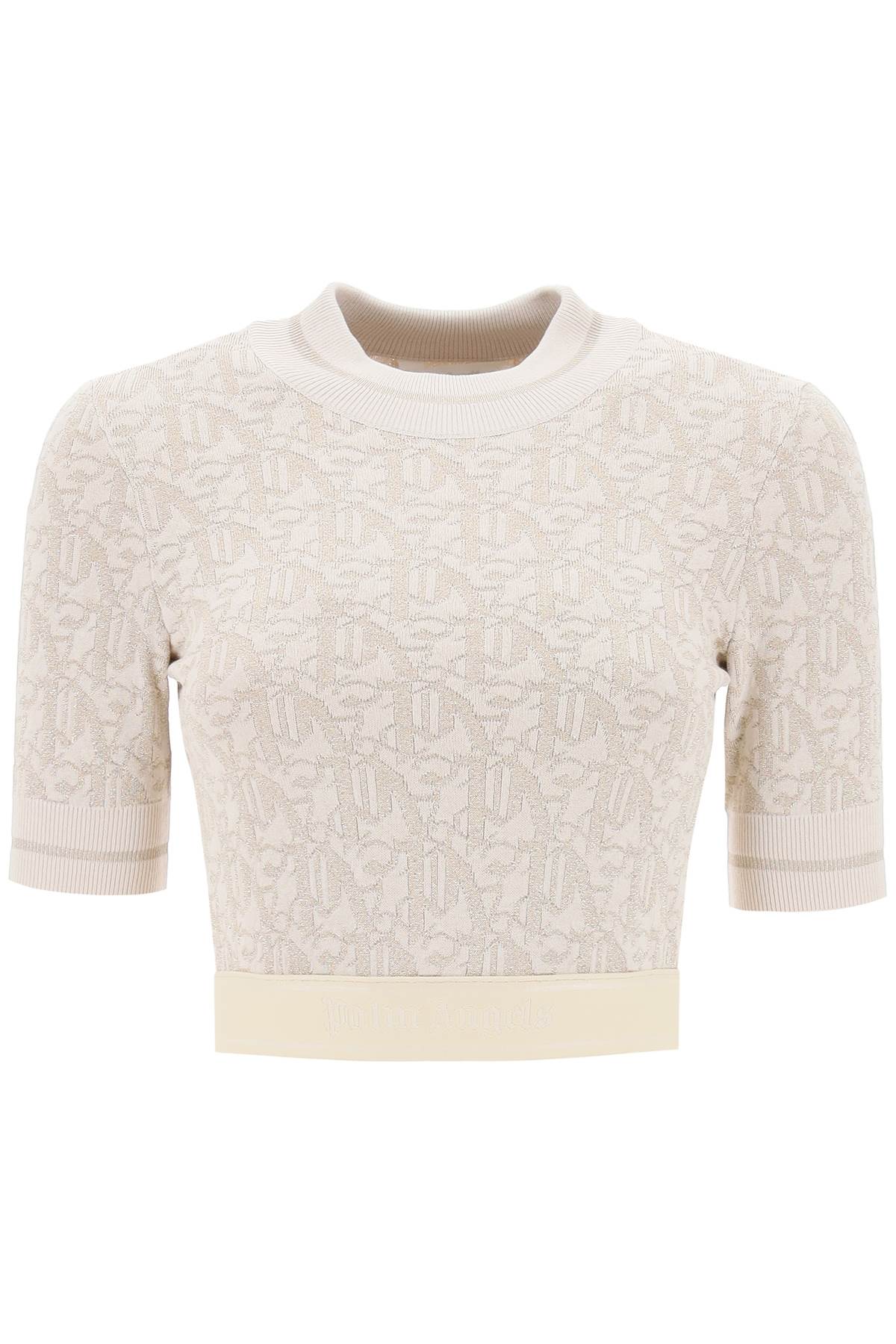 Palm Angels monogram cropped top in lurex knit image 0