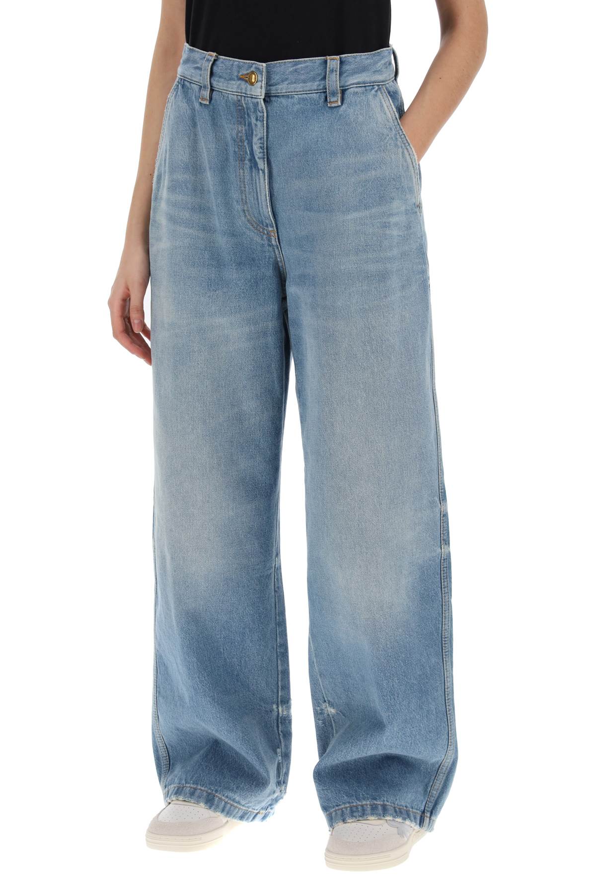 Palm Angels Wide Leg Distressed Denim Jeans image 3