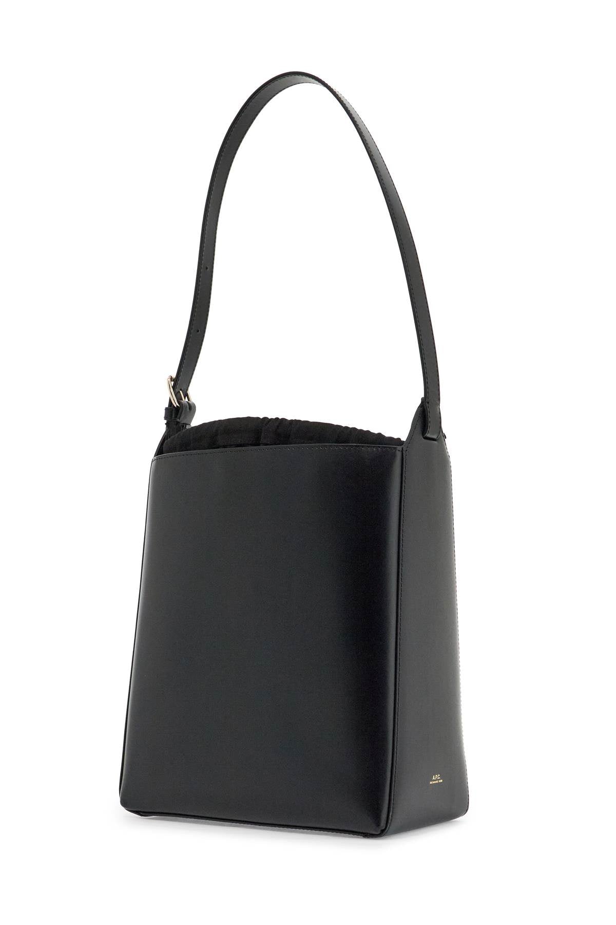 A.P.C. minimalist black leather crossbody bag with adjustable strap image 2