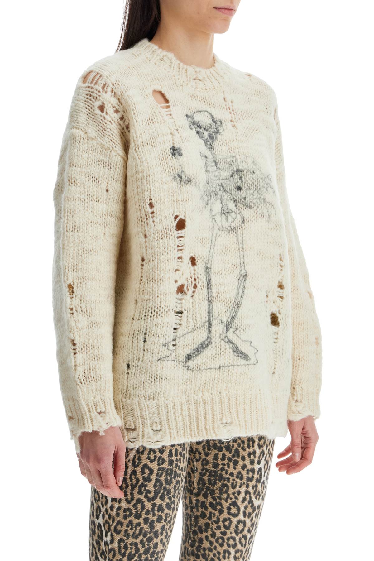 R13 destroyed pullover with skeleton print. image 1