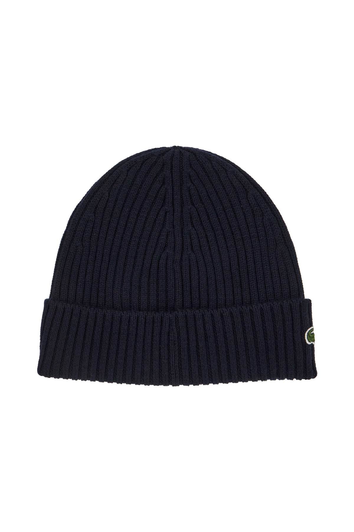 Lacoste Ribbed Wool Beanie with Crocodile Appliqué image 1