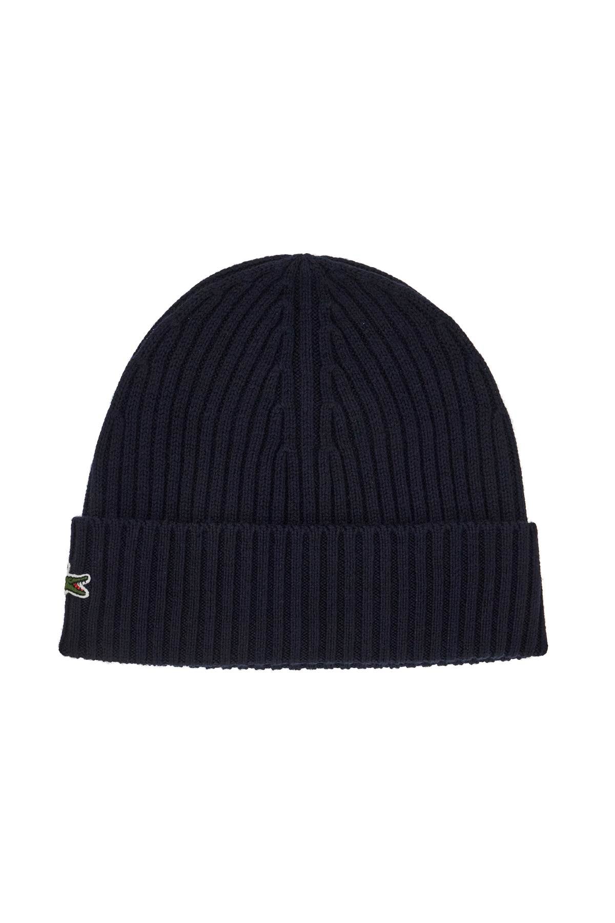 Lacoste Ribbed Wool Beanie with Crocodile Appliqué image 0