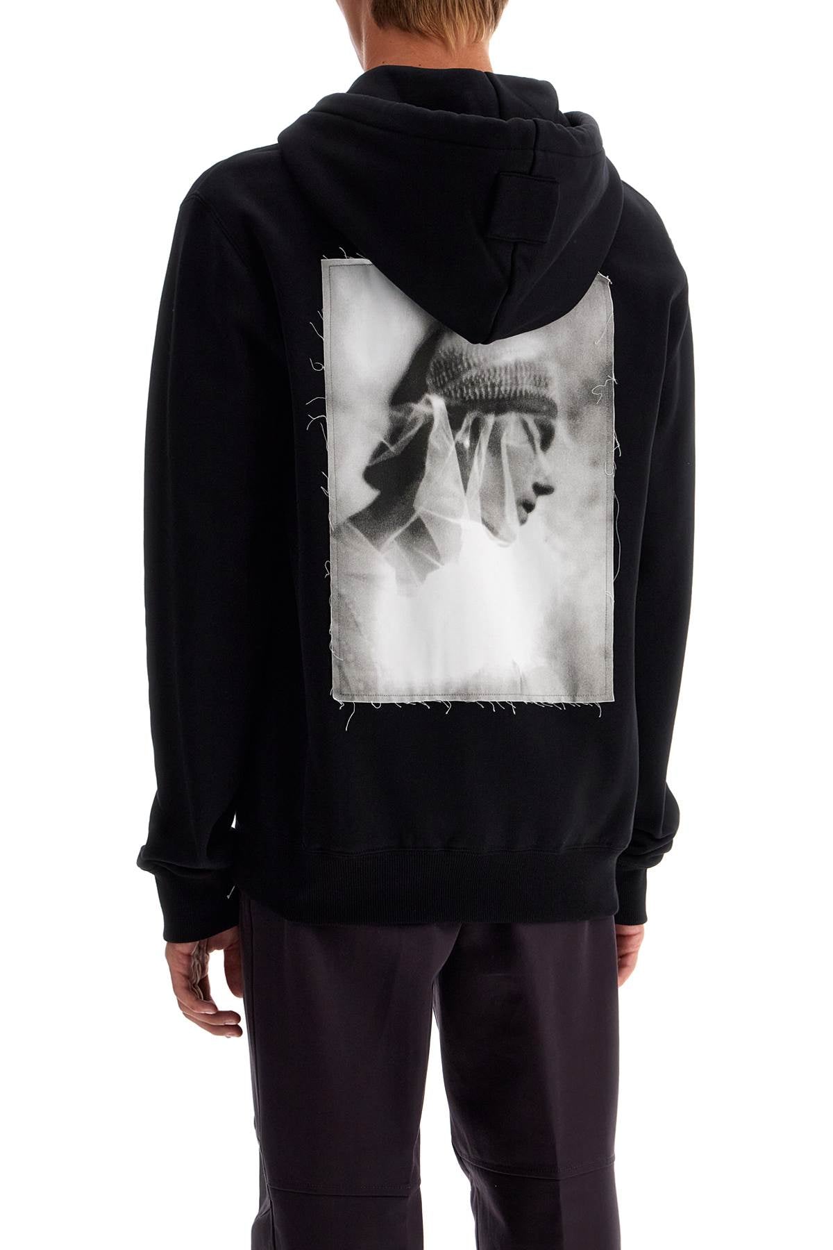 Lanvin Hooded Sweatshirt with Zipper and Printed Fabric Detail image 2