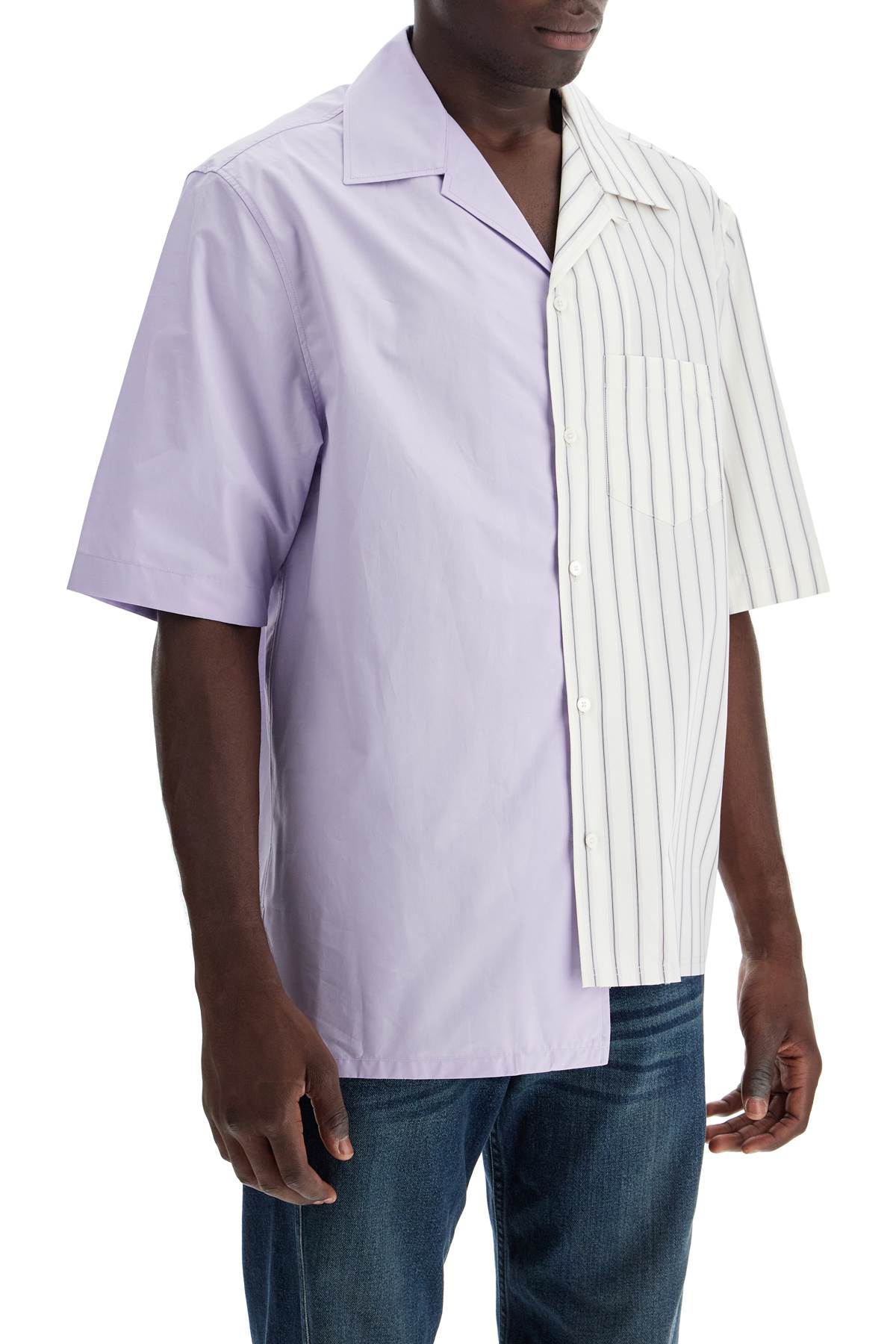 Lanvin asymmetric bowling shirt with image 1