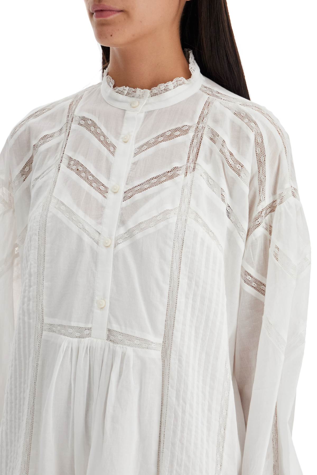 Isabel Marant Etoile Galia Cotton Voile Mini Dress with Lace Detail image 3