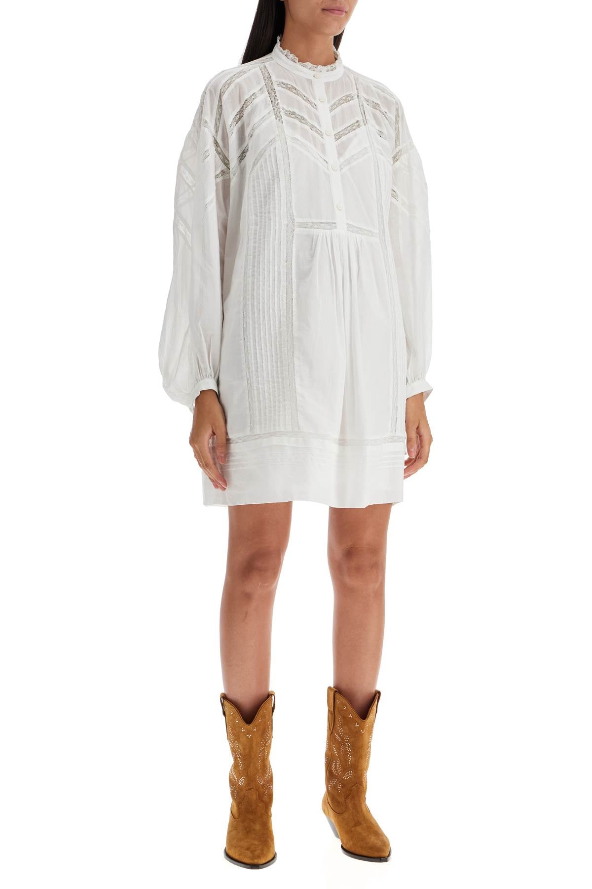 Isabel Marant Etoile Galia Cotton Voile Mini Dress with Lace Detail image 1