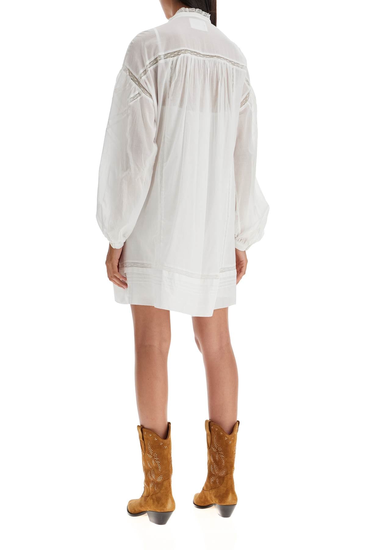 Isabel Marant Etoile Galia Cotton Voile Mini Dress with Lace Detail image 2