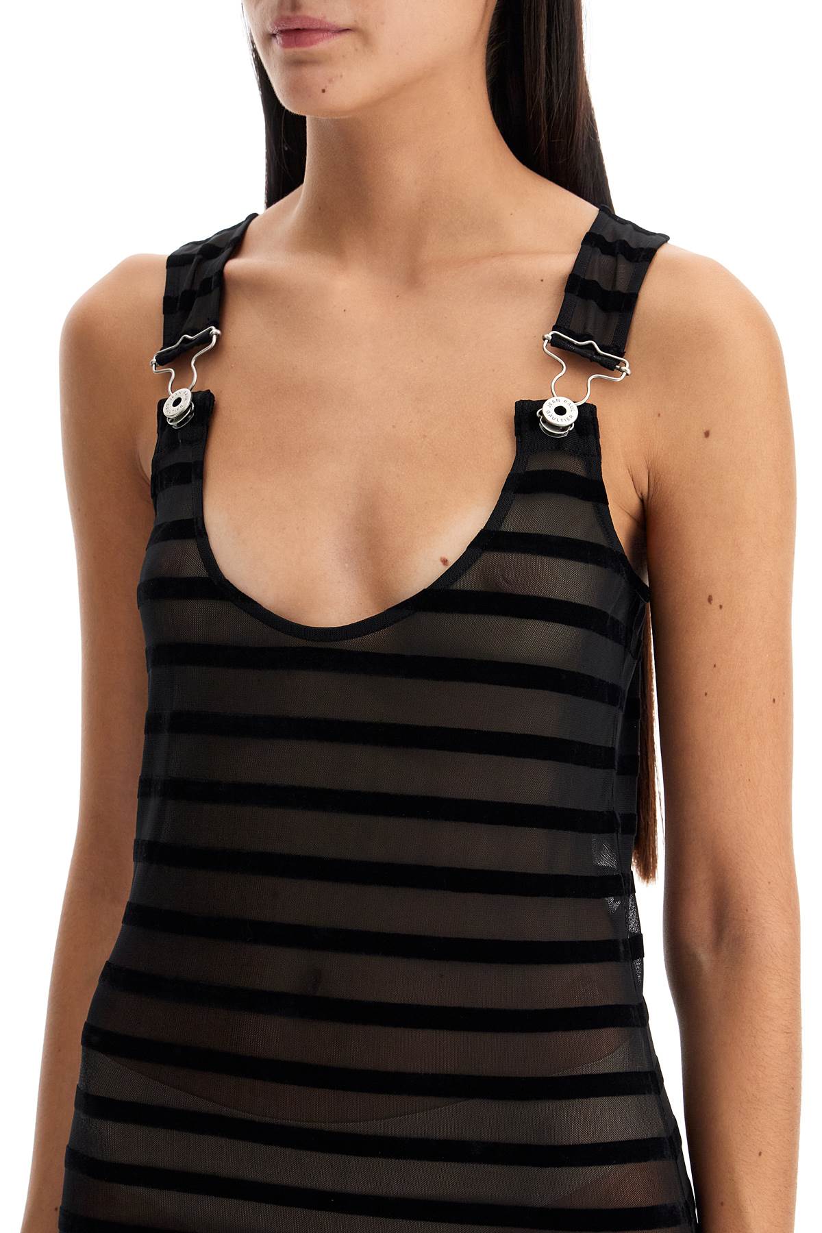 Jean Paul Gaultier Marinière Stripe Mesh Dress with Overall Detail image 3