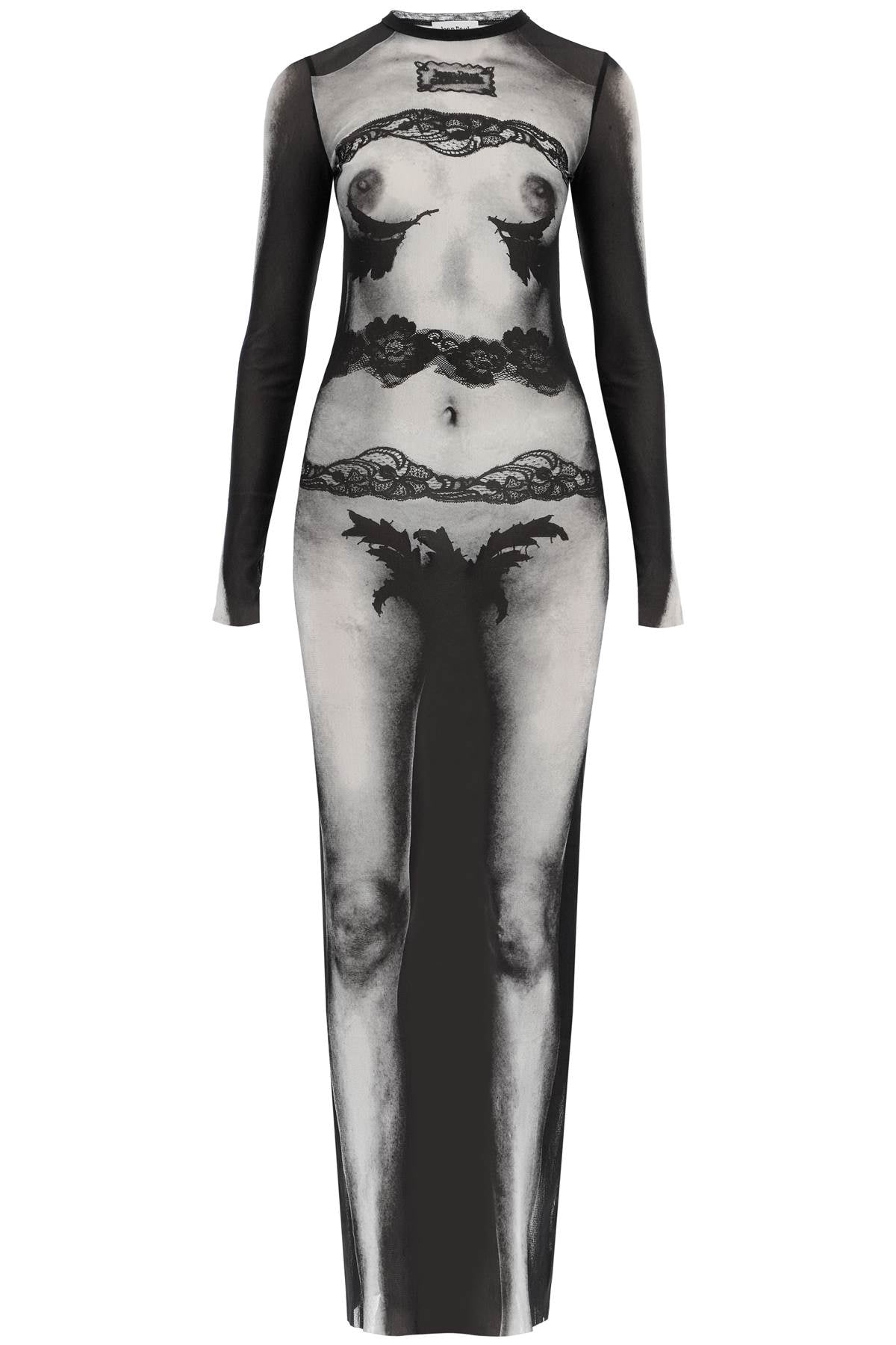 Jean Paul Gaultier Long Mesh Dress with 'Body Lace Marinière' Print image 0