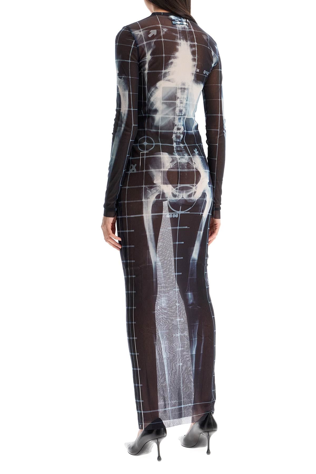 JEAN PAUL GAULTIER long dress with x-ray print in black*** blue*** and light blue squeletor image 2