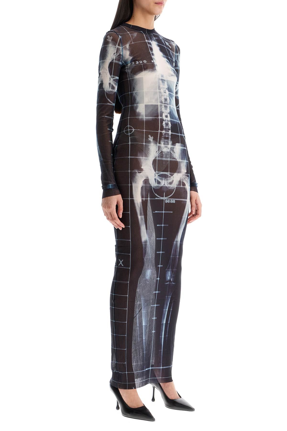 JEAN PAUL GAULTIER long dress with x-ray print in black*** blue*** and light blue squeletor image 1