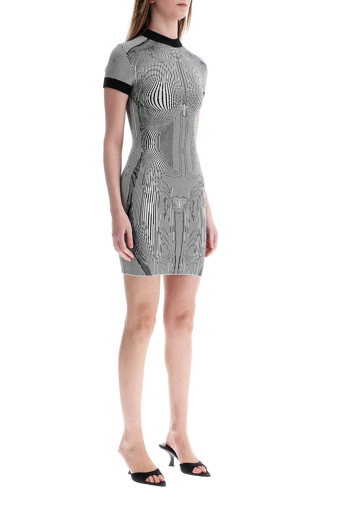 JEAN PAUL GAULTIER short dress in black and white striped jacquard viscose image 1