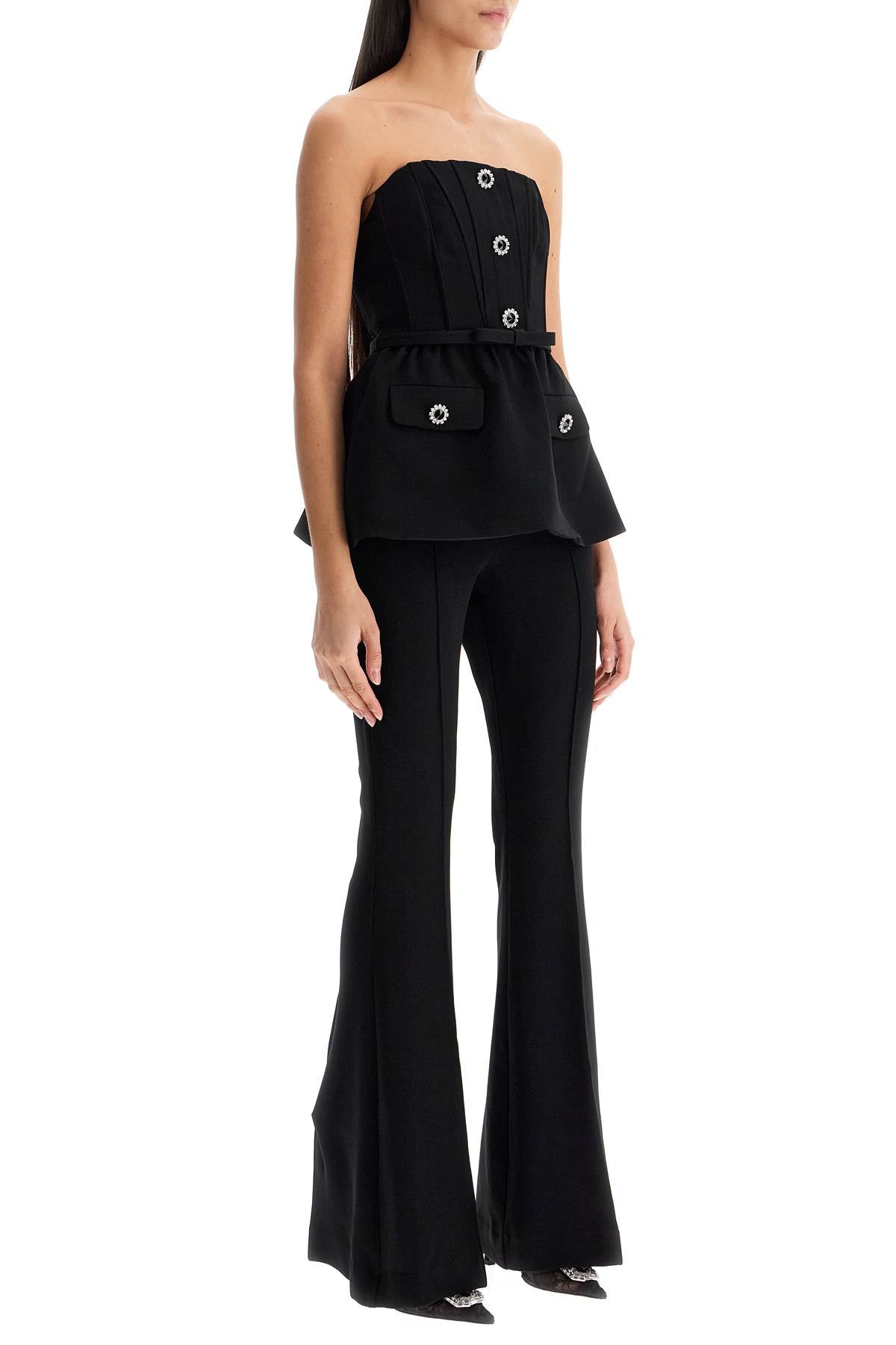 Self-Portrait Boned Bustier Jumpsuit with Peplum image 1