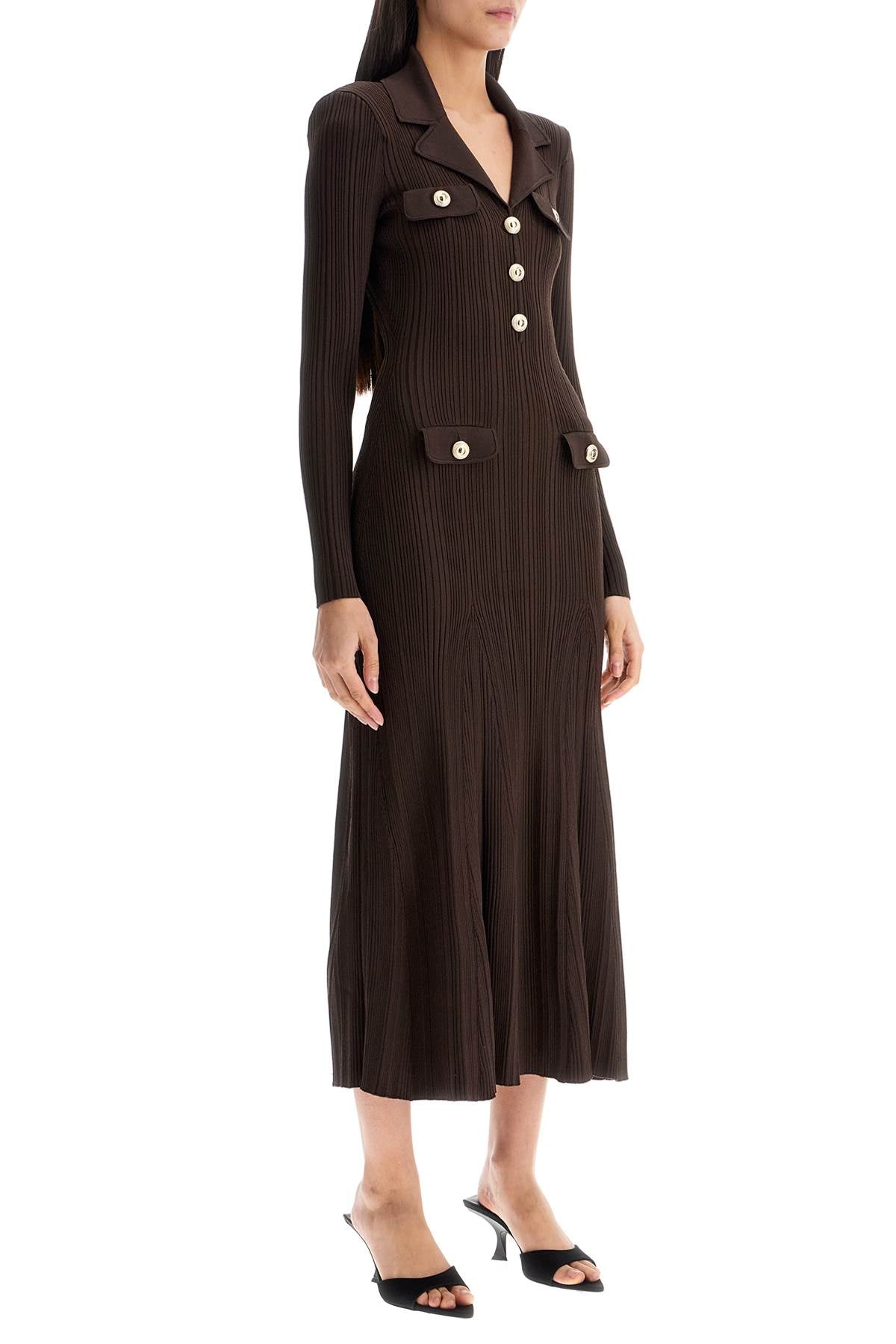 Self-Portrait Self Portrait midi ribbed viscose dress with image 1