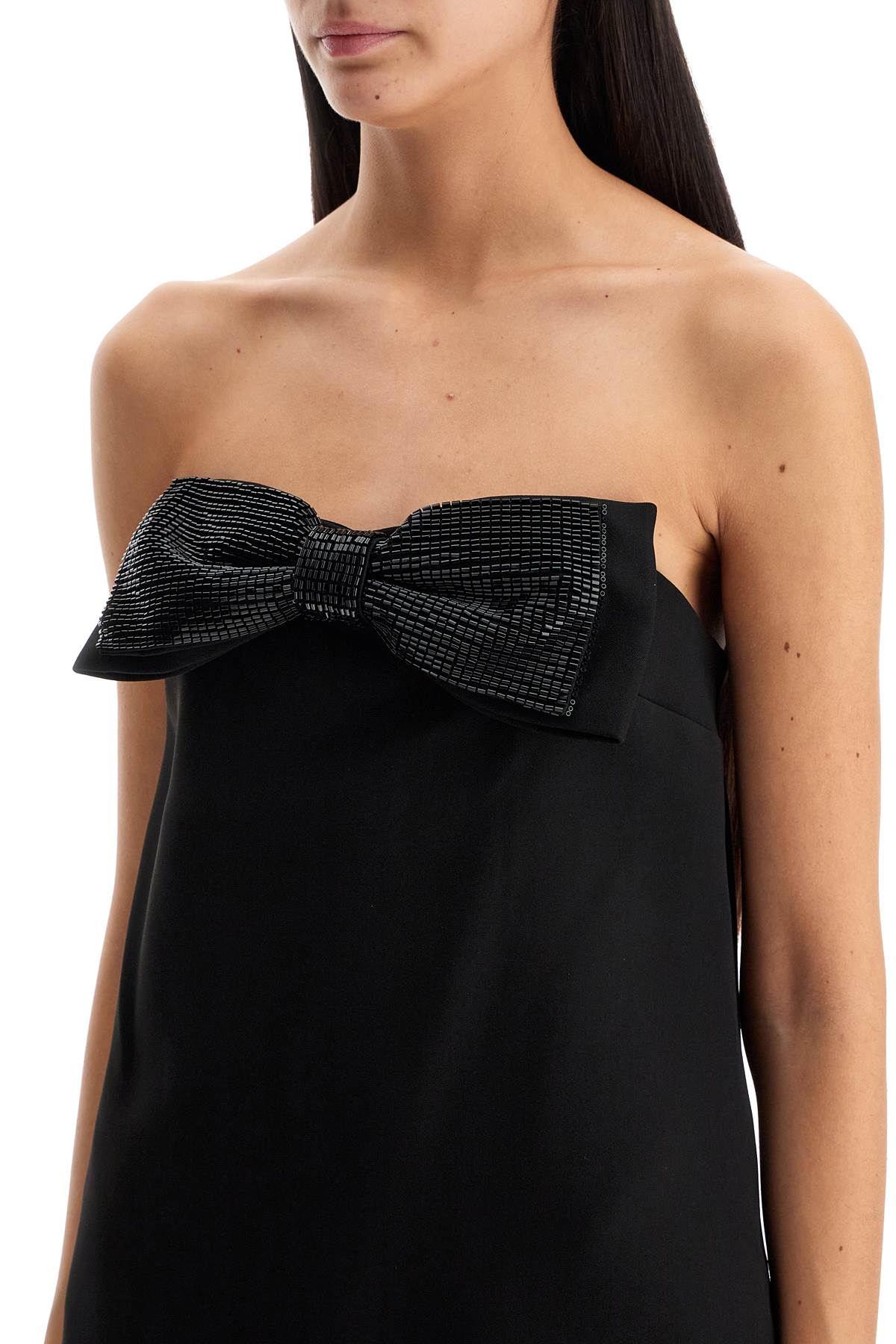 Self Portrait strapless mini dress with bow image 3