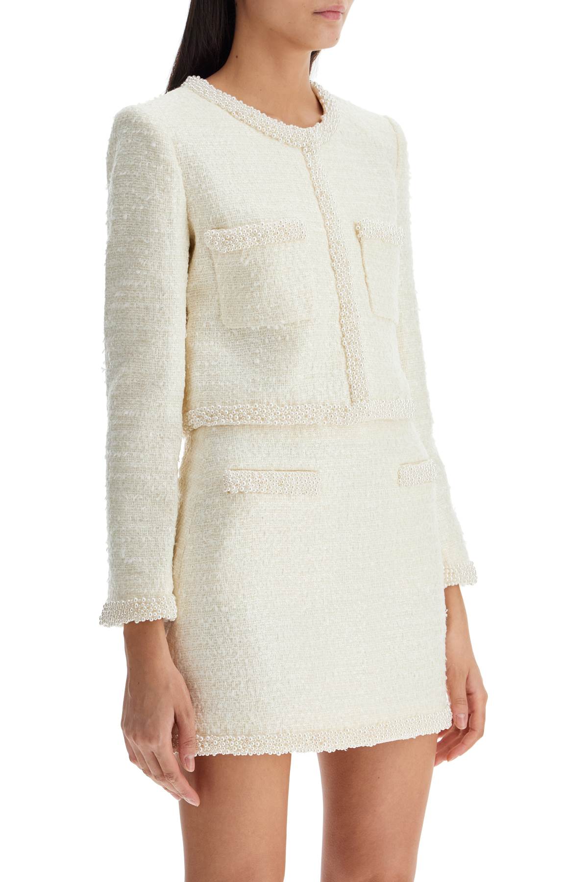 Self-Portrait Bouclé Pearl-Embellished Jacket image 1