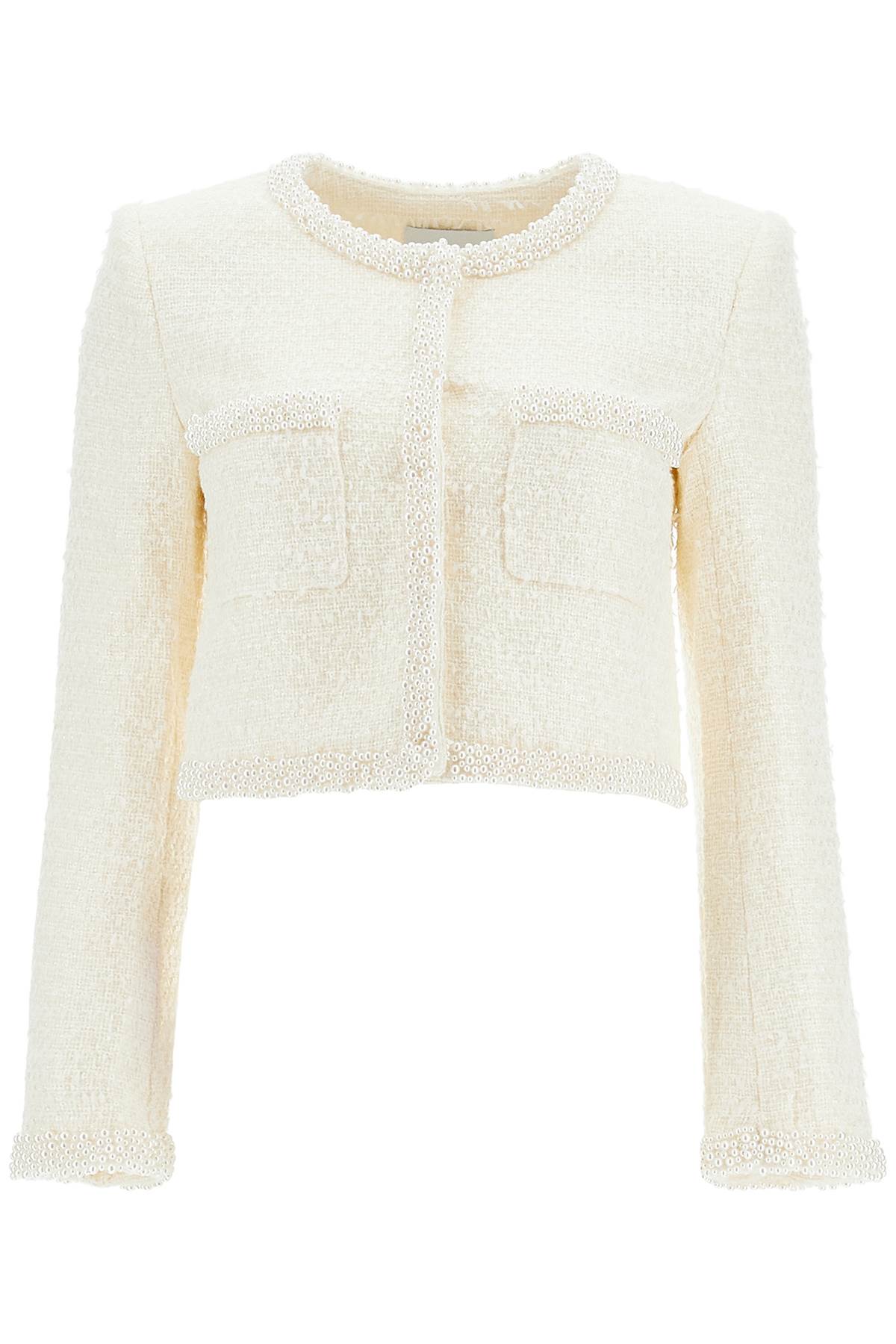 Self-Portrait Bouclé Pearl-Embellished Jacket image 0