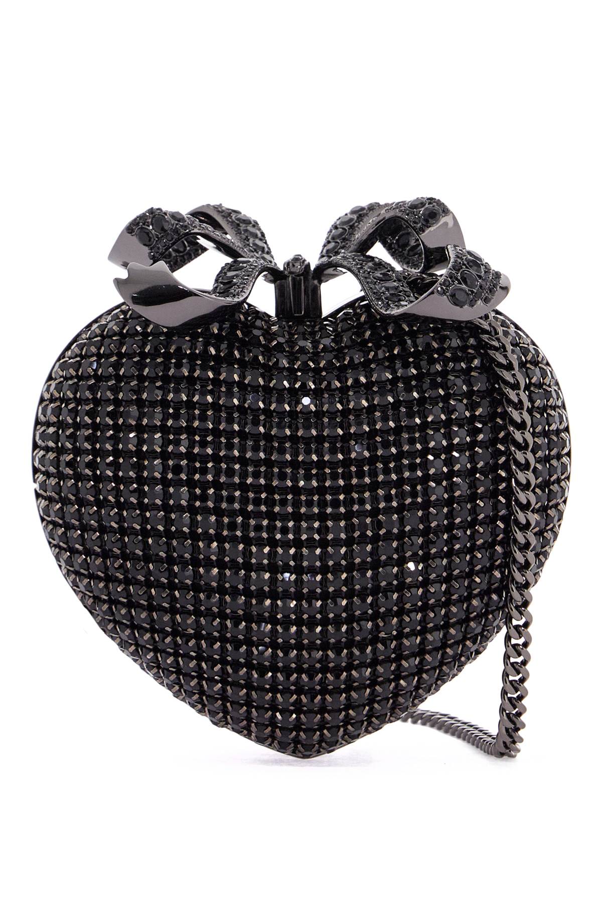 Self-Portrait Crystal Heart Satin Clutch image 0