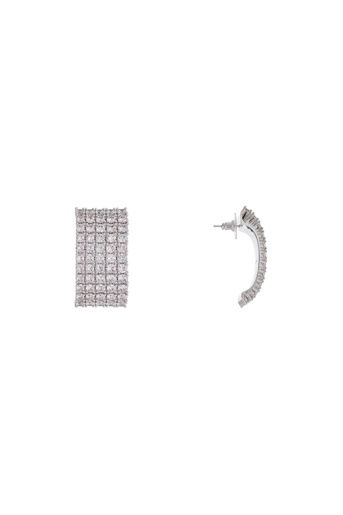 Self Portrait rectangular chain earrings with cubic zirconia in silver image 0