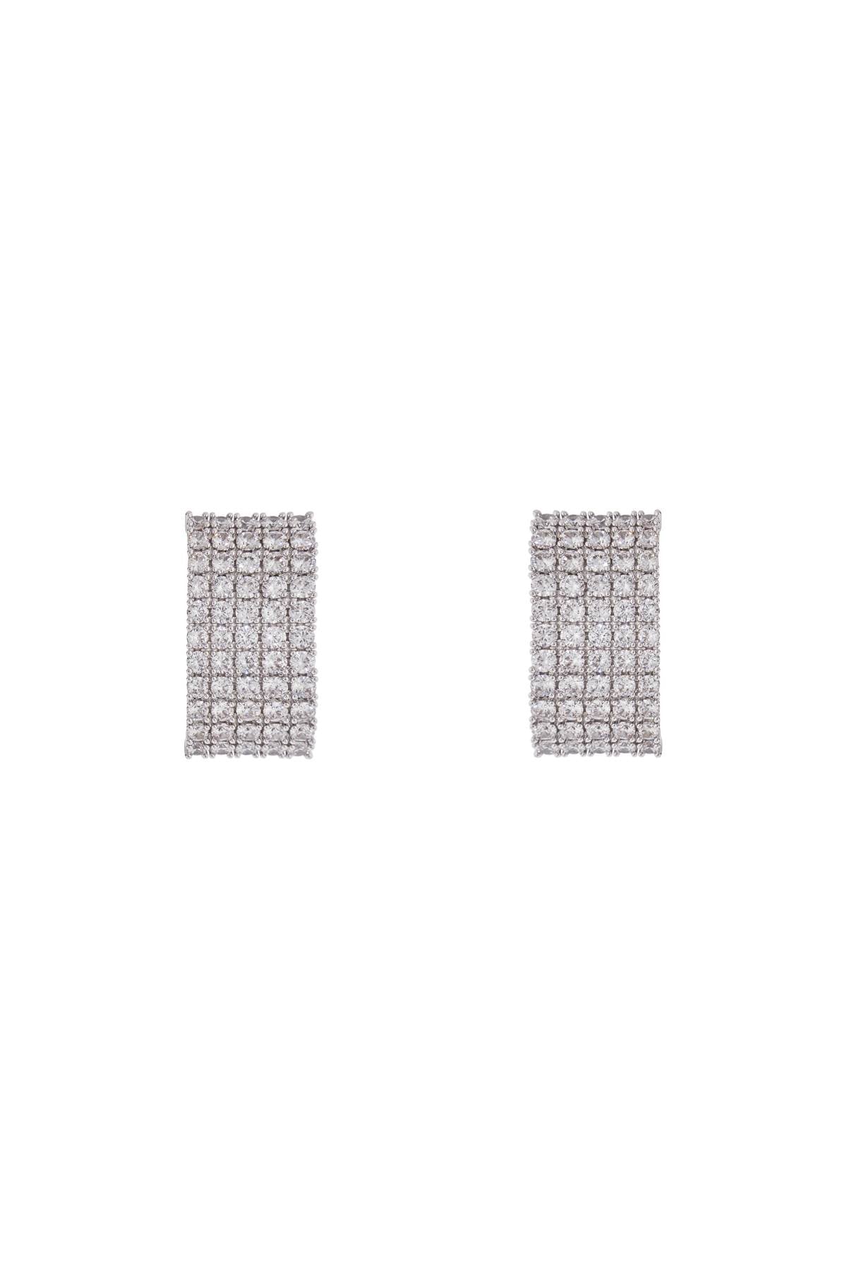 Self Portrait rectangular chain earrings with cubic zirconia in silver image 1