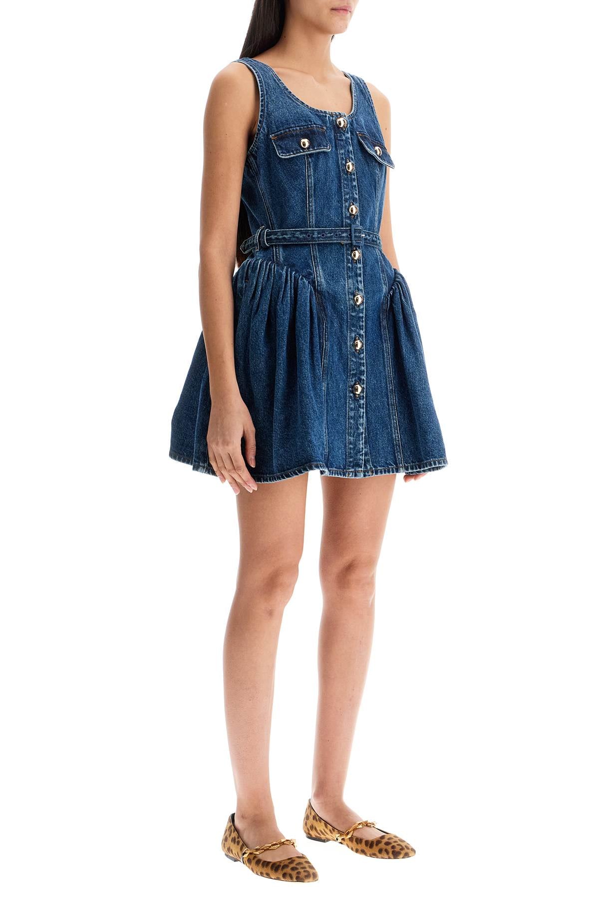 Self-Portrait Self Portrait flared denim mini dress with a image 1