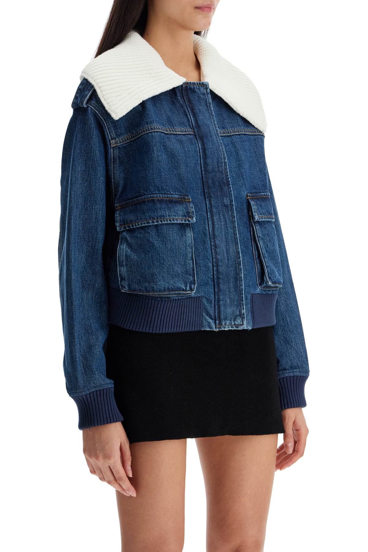 Self Portrait denim bomber jacket for image 1