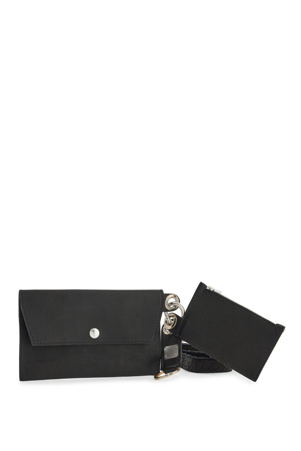 Guidi black kangaroo leather card and phone holder with shoulder strap image 0