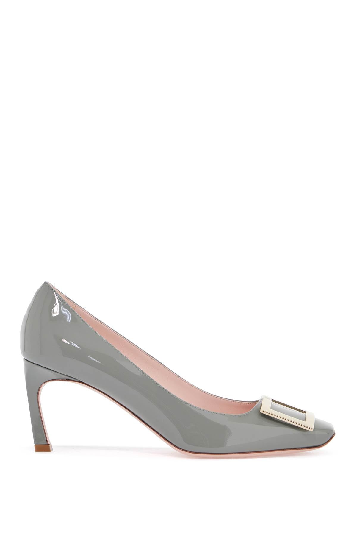 Roger Vivier gray calfskin pumps with golden buckle and 7cm stiletto heel image 0