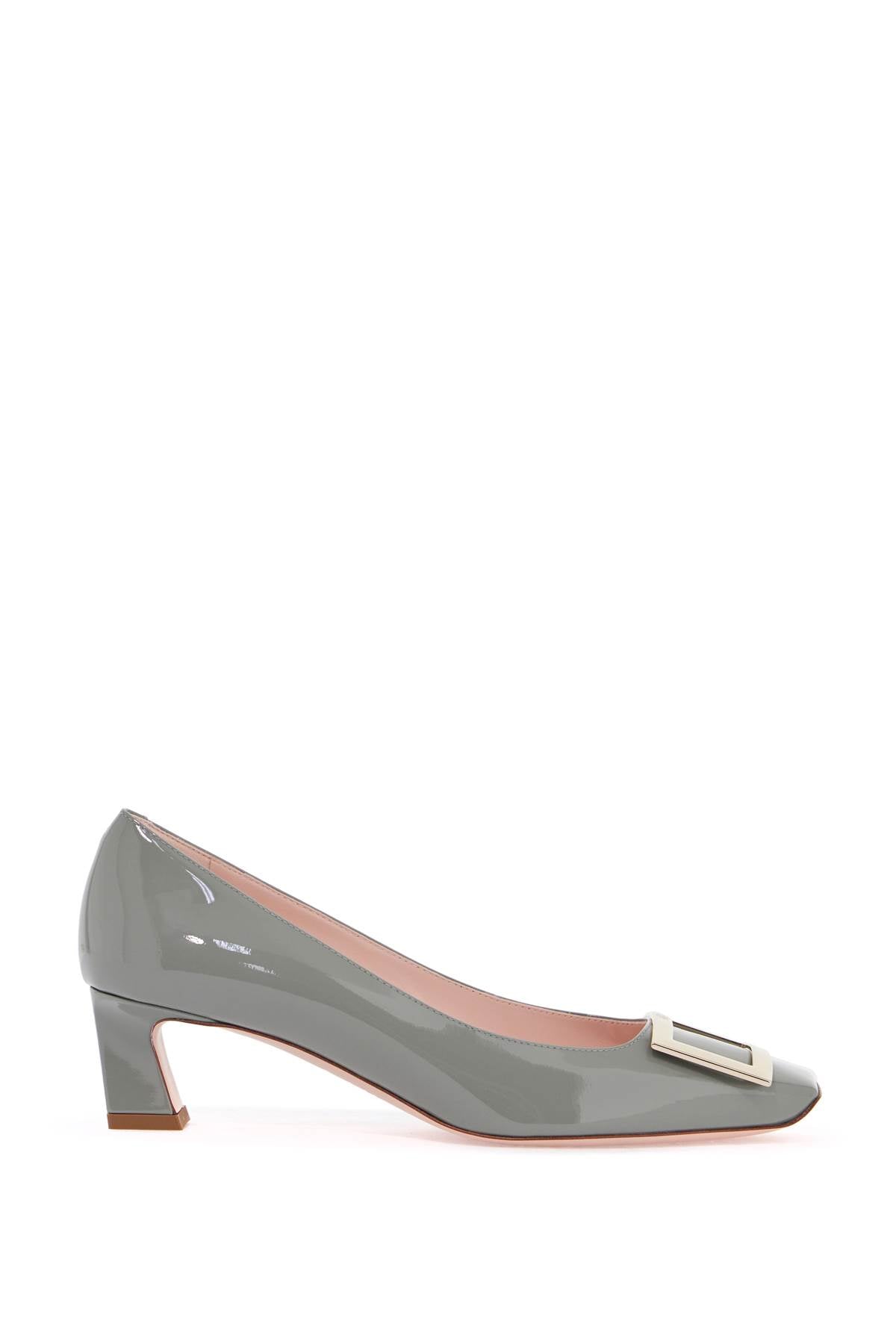 Roger Vivier glossy grey calfskin pumps with square wide heel image 0