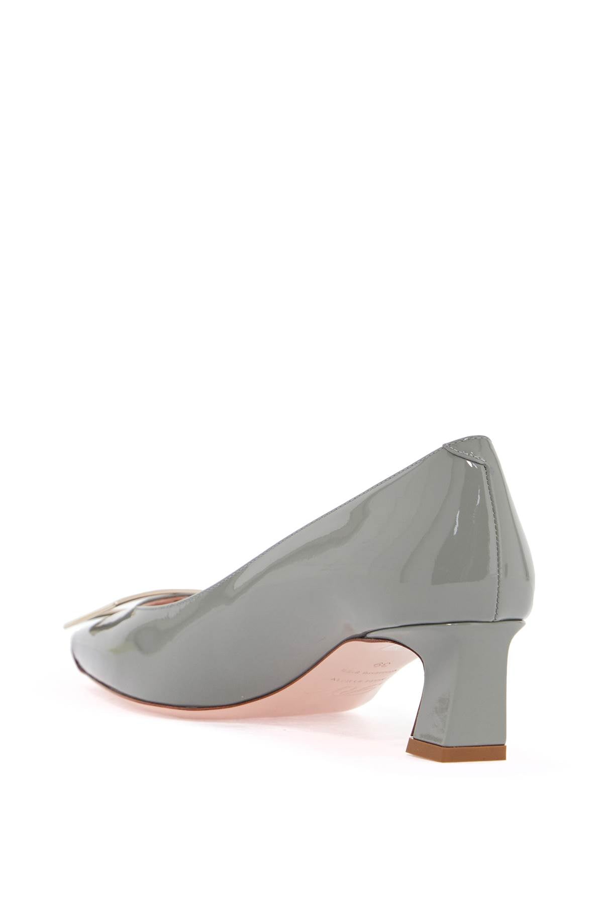 Roger Vivier glossy grey calfskin pumps with square wide heel image 2