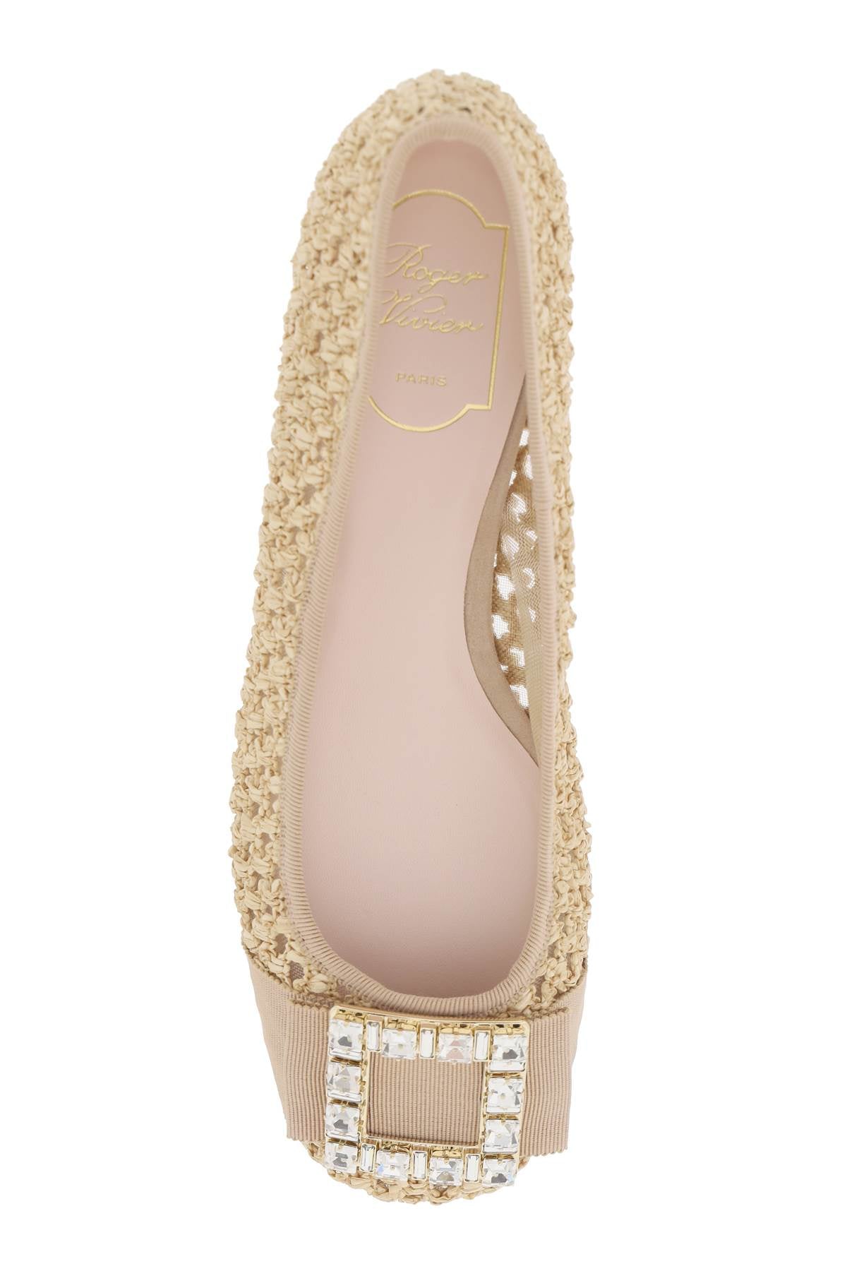 Roger Vivier Tres Vivier Raffia Ballerina Flats with Strass Buckle image 1