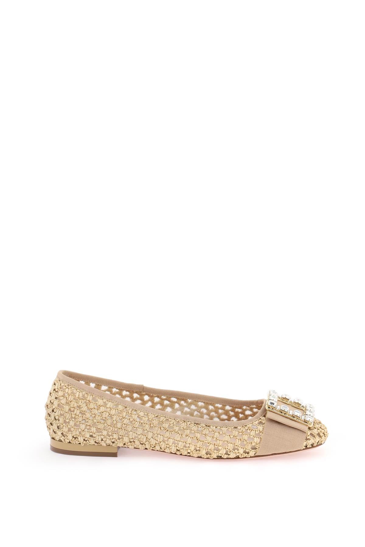 Roger Vivier Tres Vivier Raffia Ballerina Flats with Strass Buckle image 0