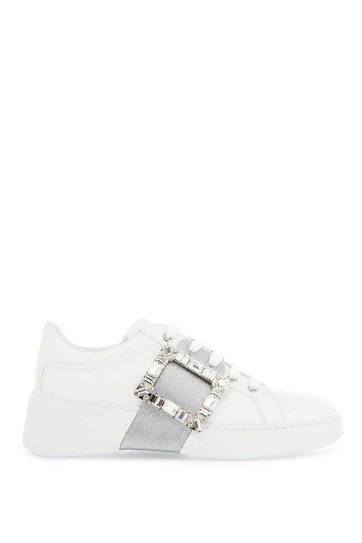 Roger Vivier white viv skate sneakers with rhinestone buckles image 0