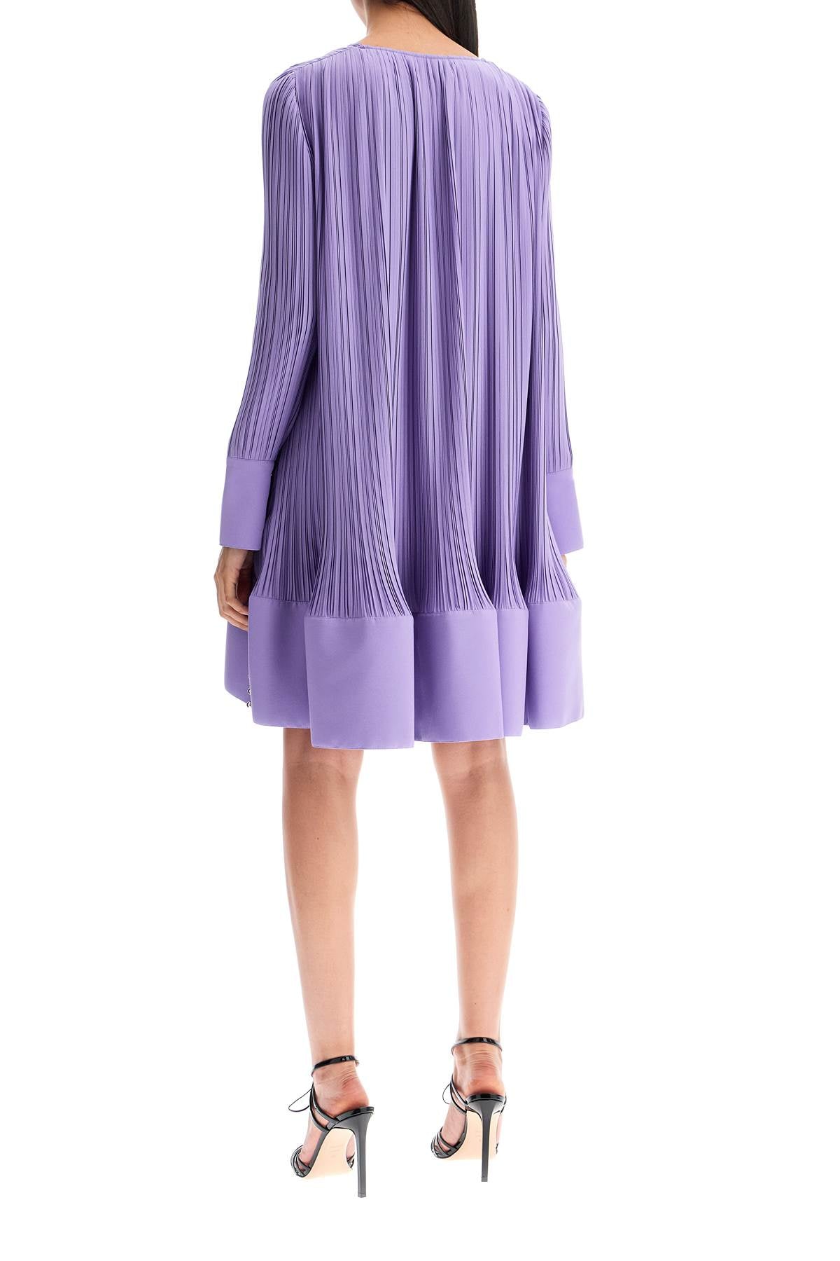 Lanvin Short Pleated Dress with Ruffles and Asymmetrical Hem image 2