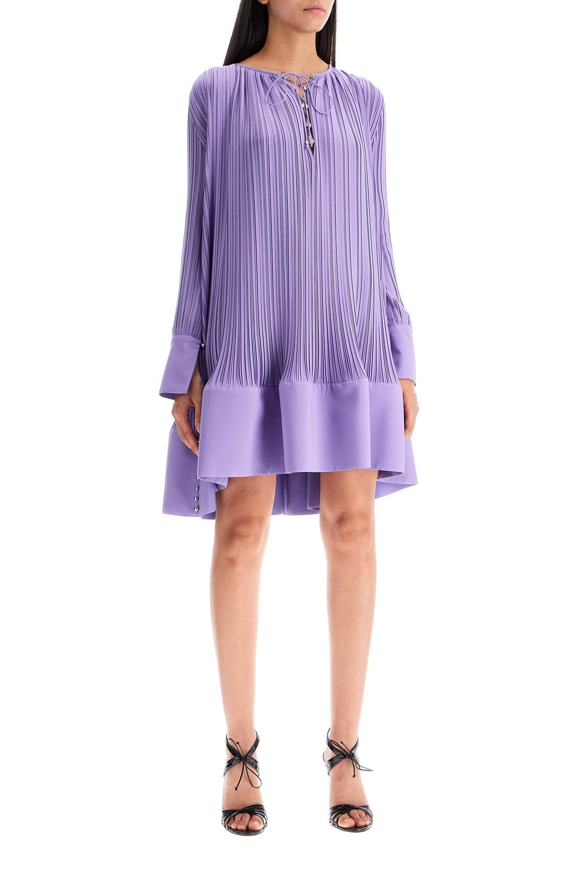 Lanvin Short Pleated Dress with Ruffles and Asymmetrical Hem image 1