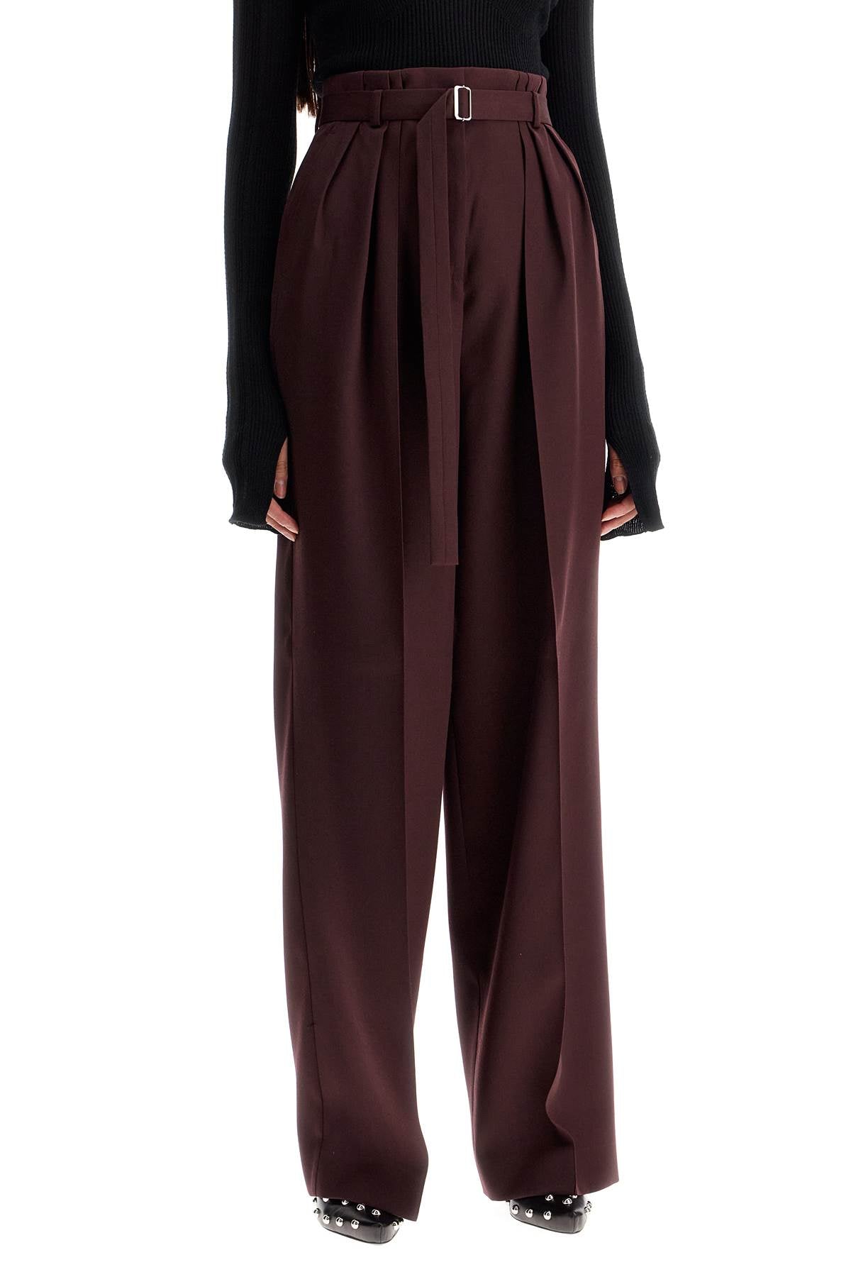 Lanvin Wide-Leg Wool Trousers with Belt image 1