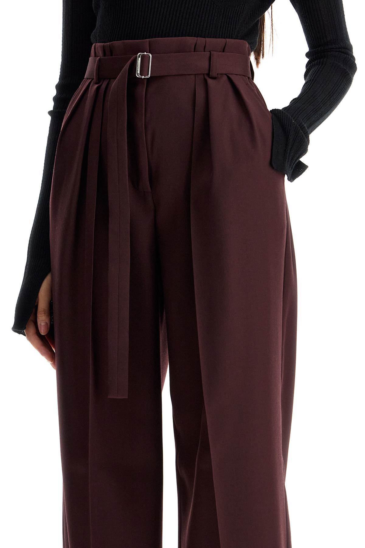 Lanvin Wide-Leg Wool Trousers with Belt image 3