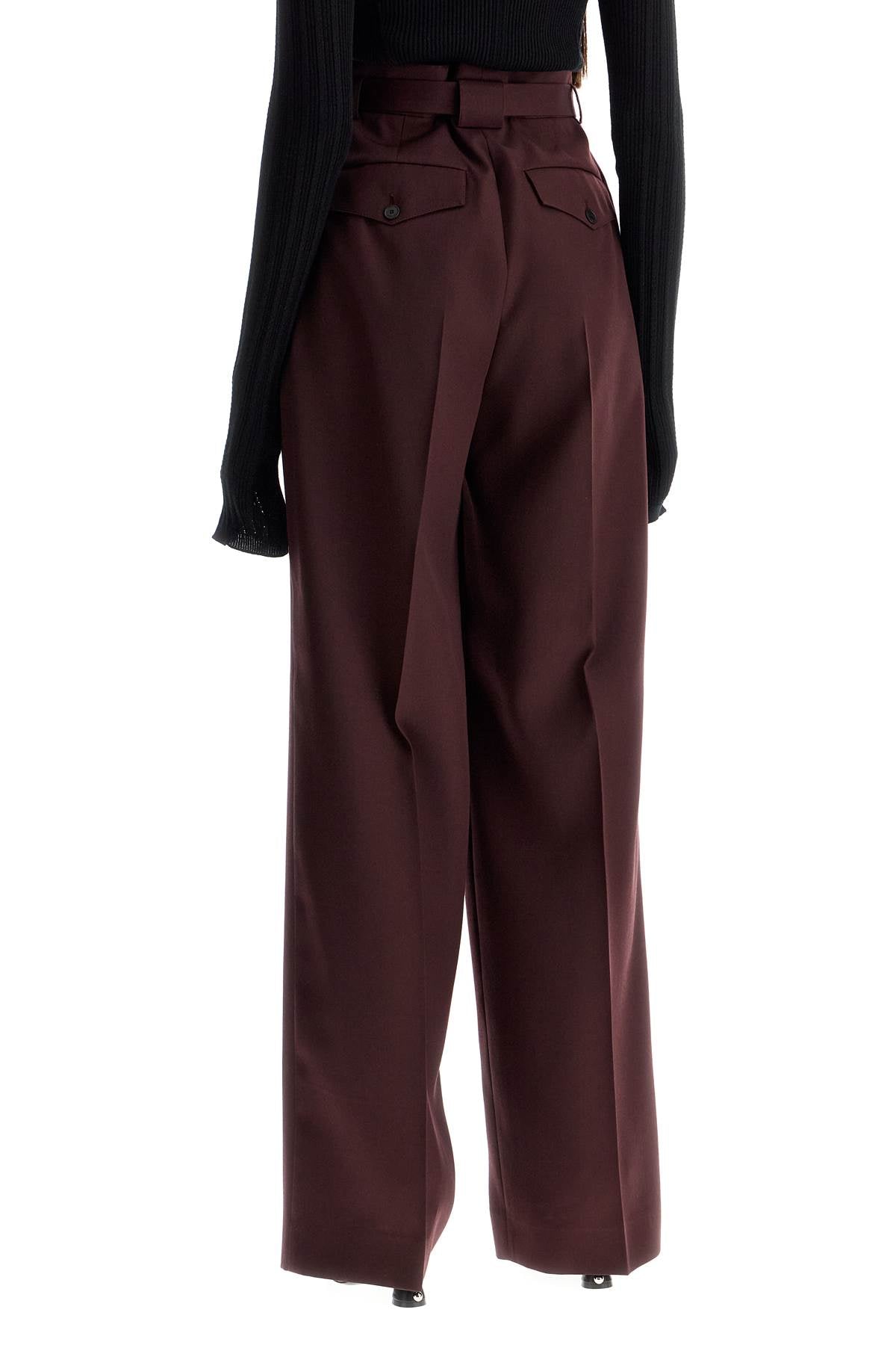 Lanvin Wide-Leg Wool Trousers with Belt image 2