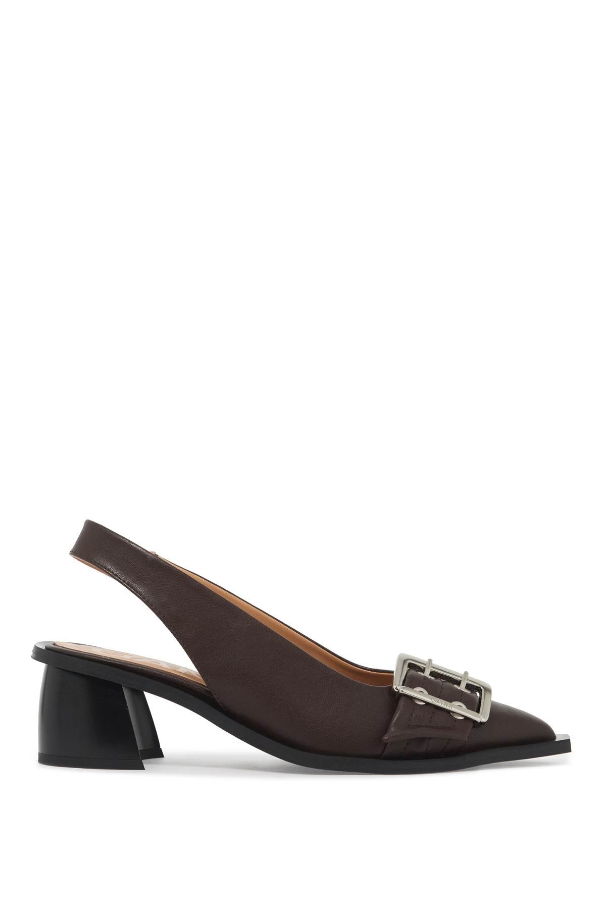 Ganni Pointed Slingback Heels with Buckle Detail image 0