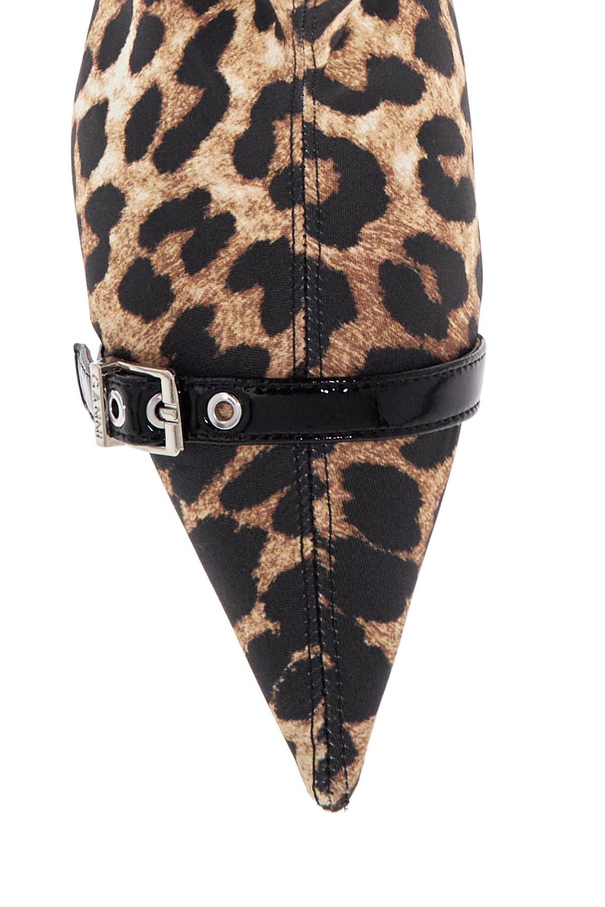 Ganni Animal Print Pointed Toe Ankle Boots image 1