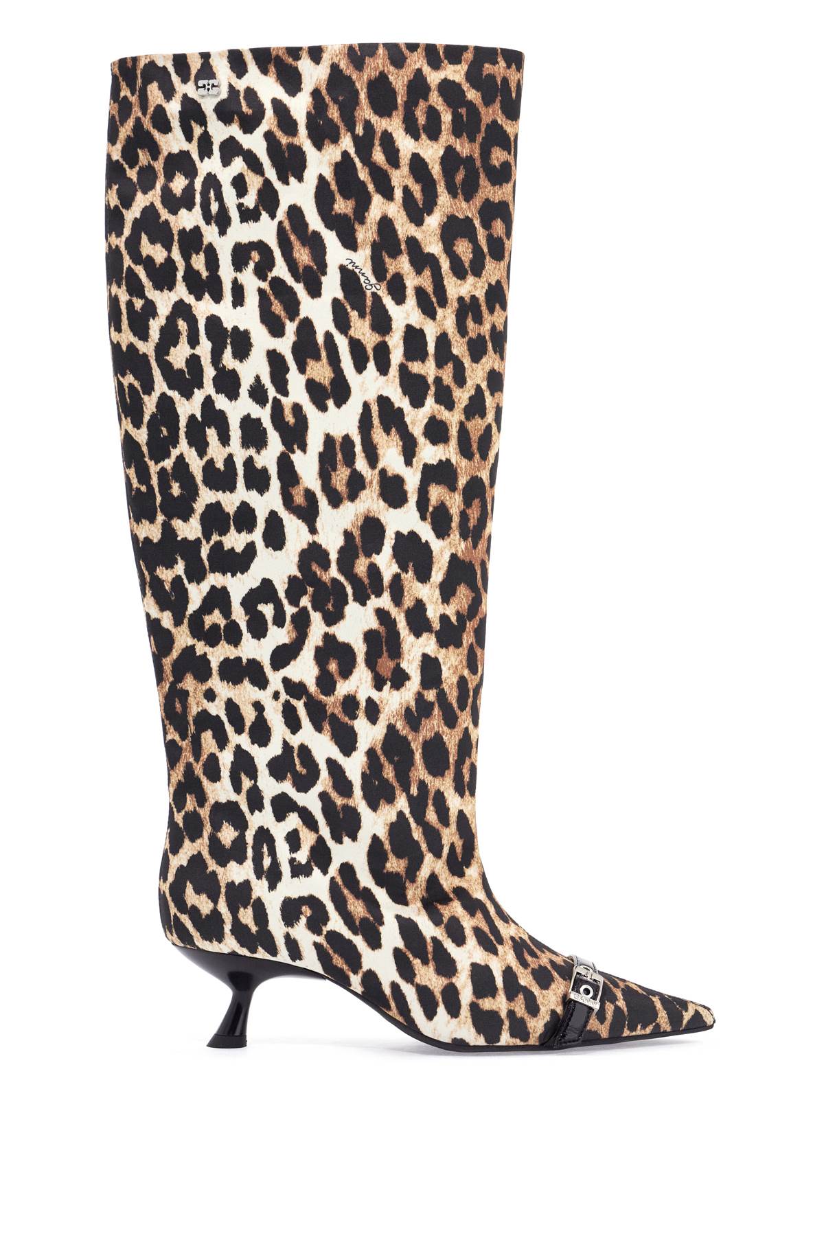 Ganni Animal Print Pointed Toe Ankle Boots image 0