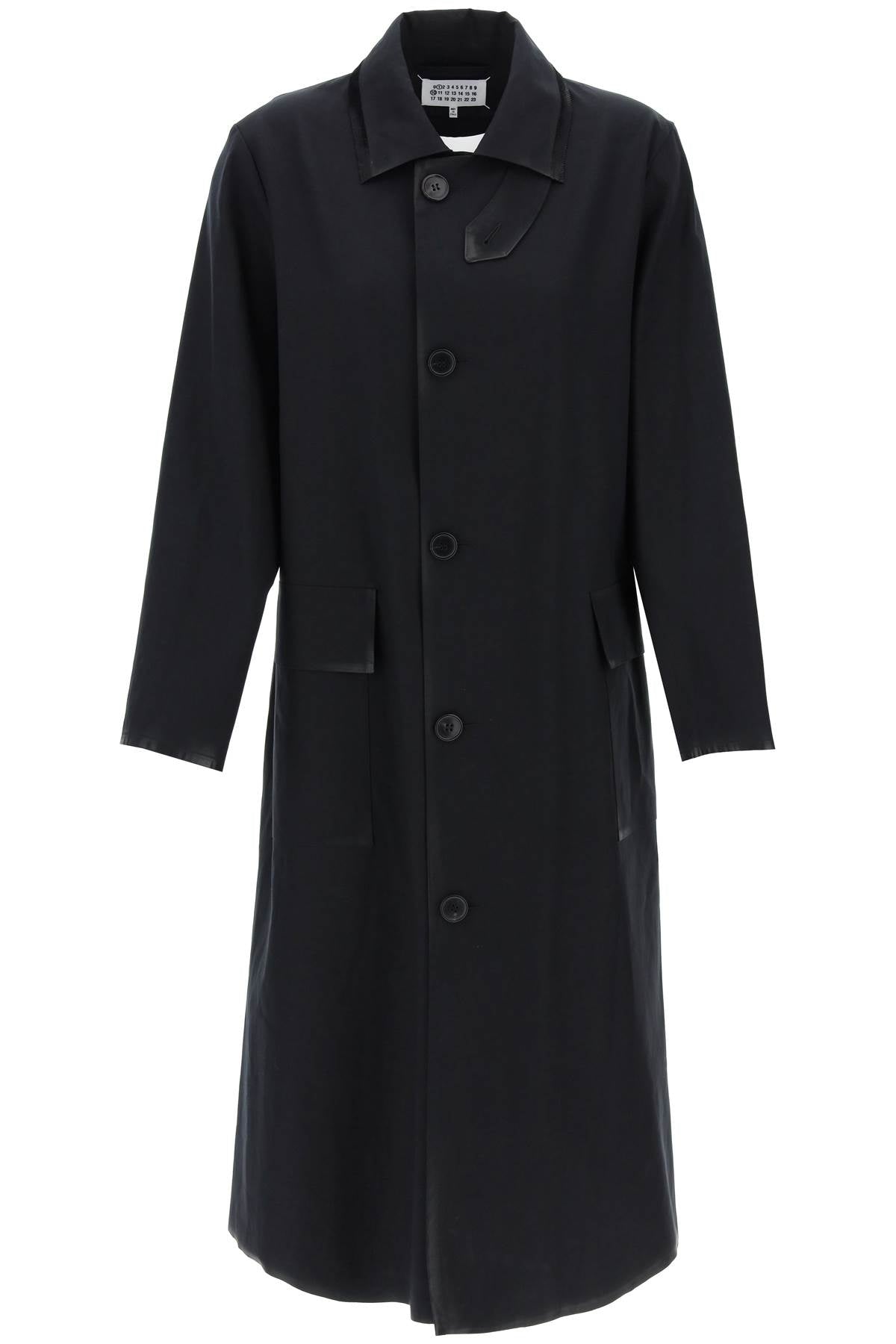 Maison Margiela cotton coat with laminated trim details image 0