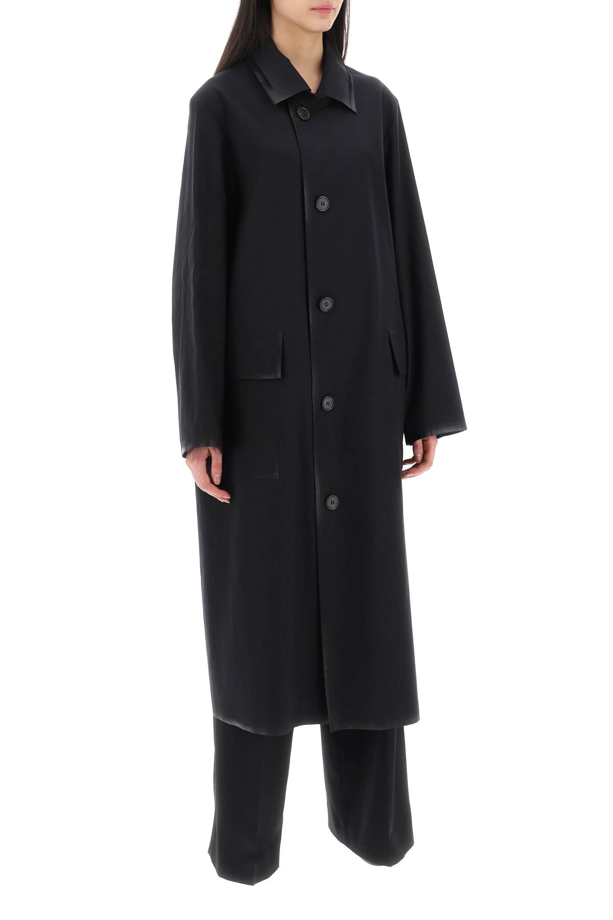 Maison Margiela cotton coat with laminated trim details image 1