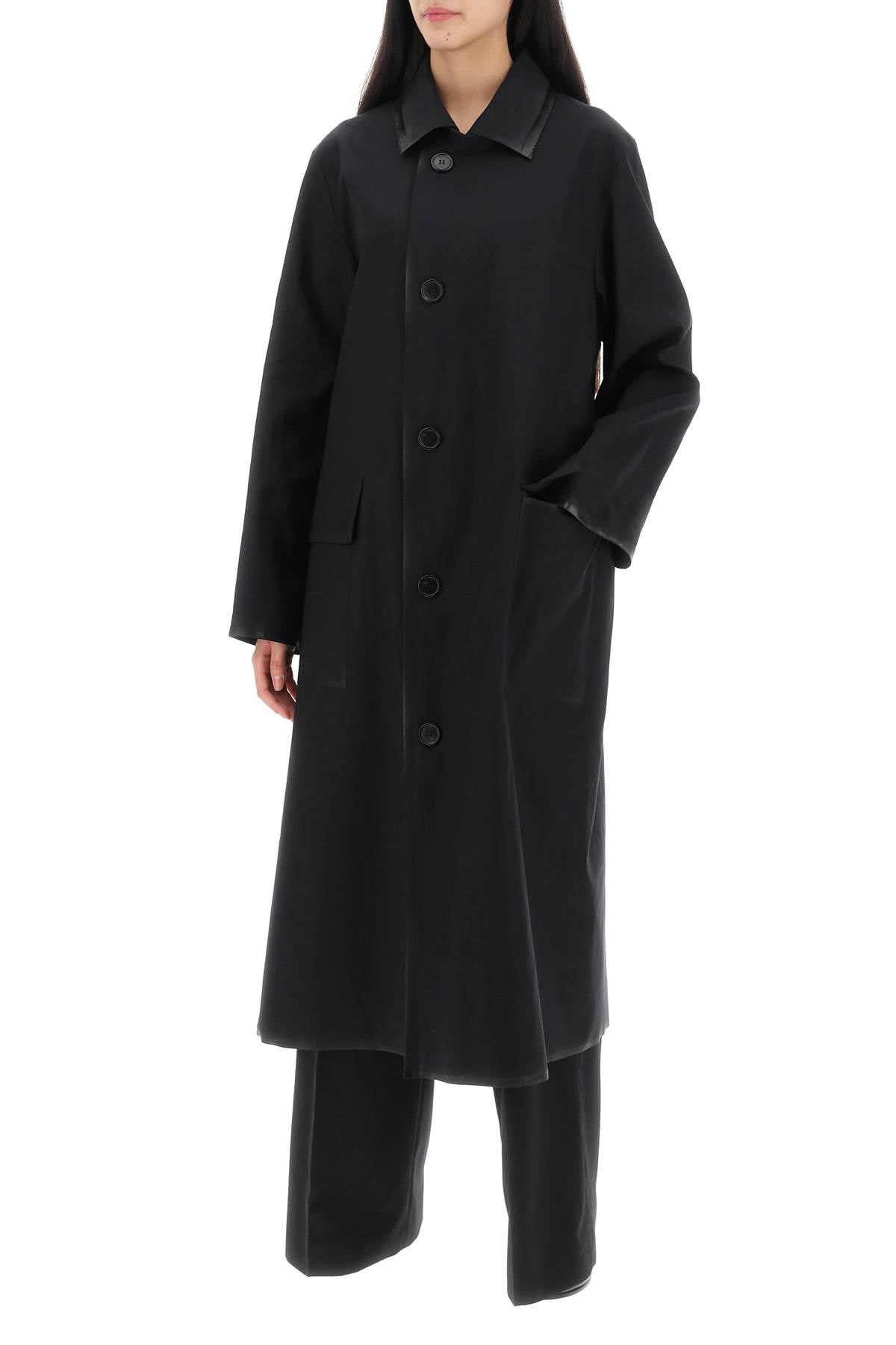 Maison Margiela cotton coat with laminated trim details image 3