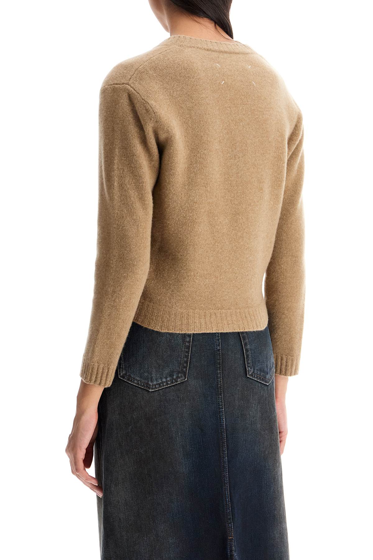 Maison Margiela Cropped Lambswool Cardigan with Four Stitches Detail image 2