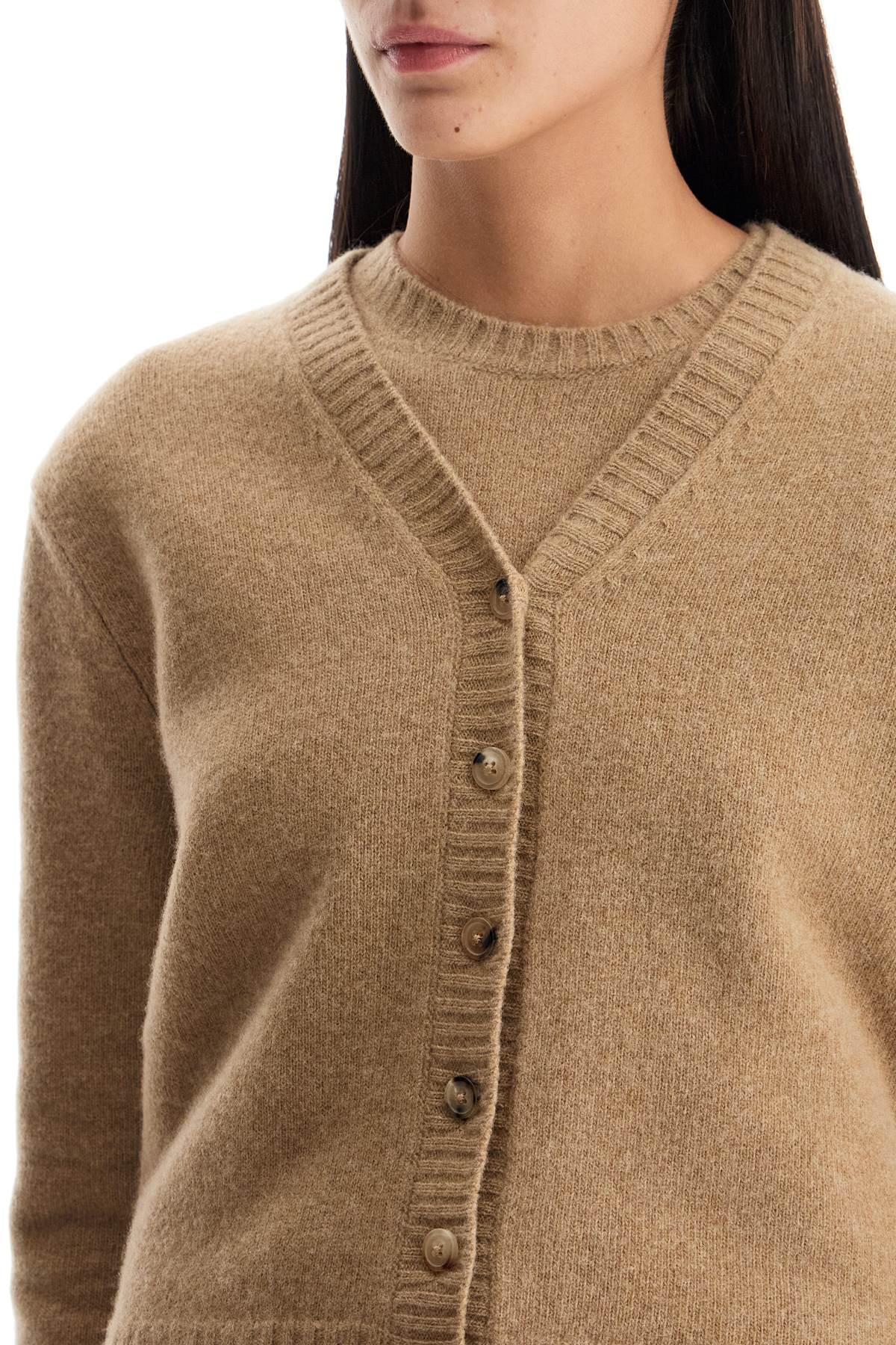 Maison Margiela Cropped Lambswool Cardigan with Four Stitches Detail image 3