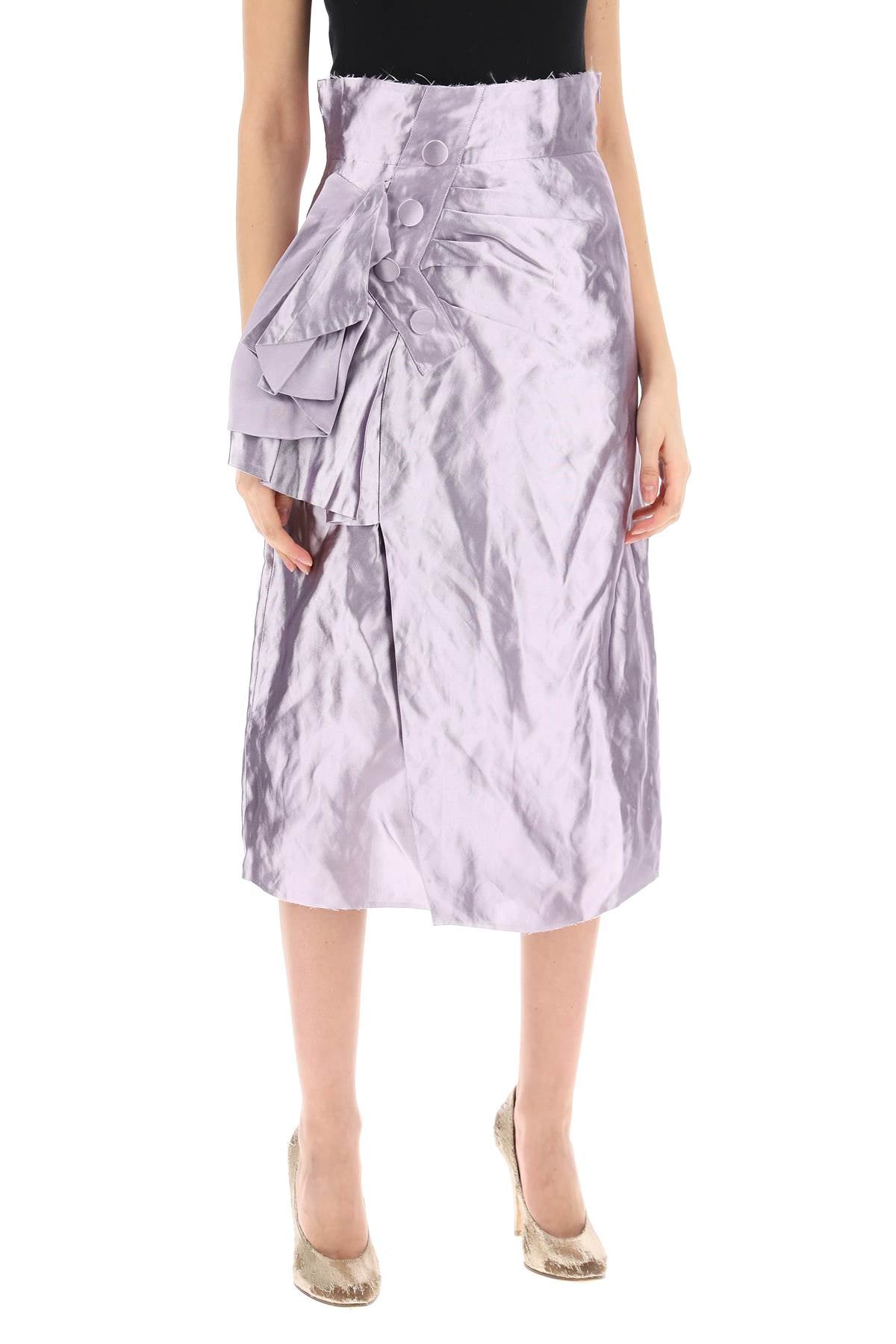 Maison Margiela "metallic satin midi wrap skirt with image 1