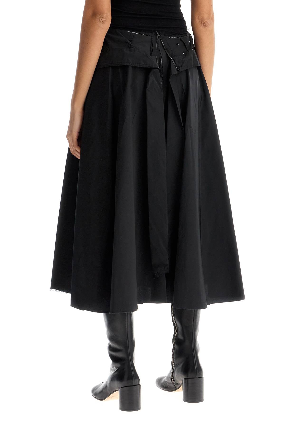 Maison Margiela black pleated midi skirt in polyamide image 2