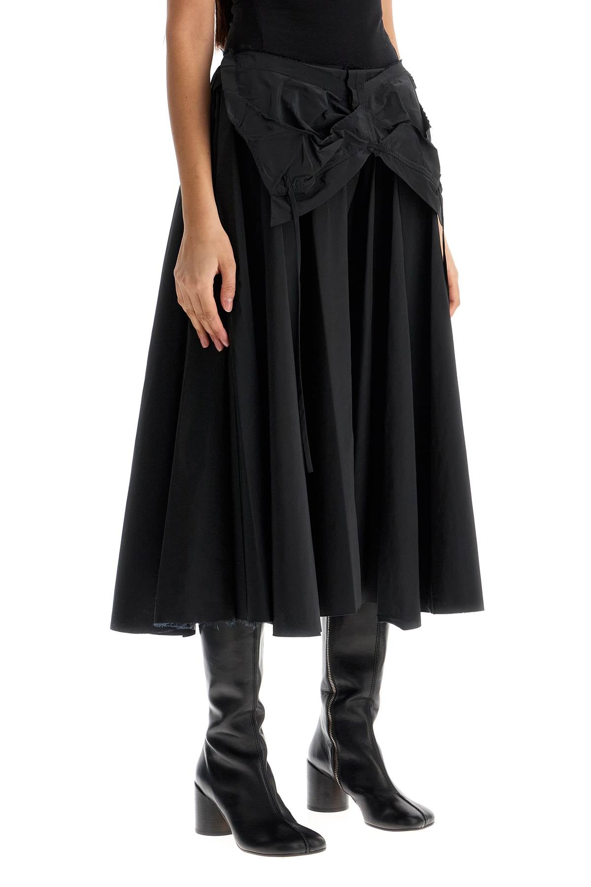 Maison Margiela black pleated midi skirt in polyamide image 1