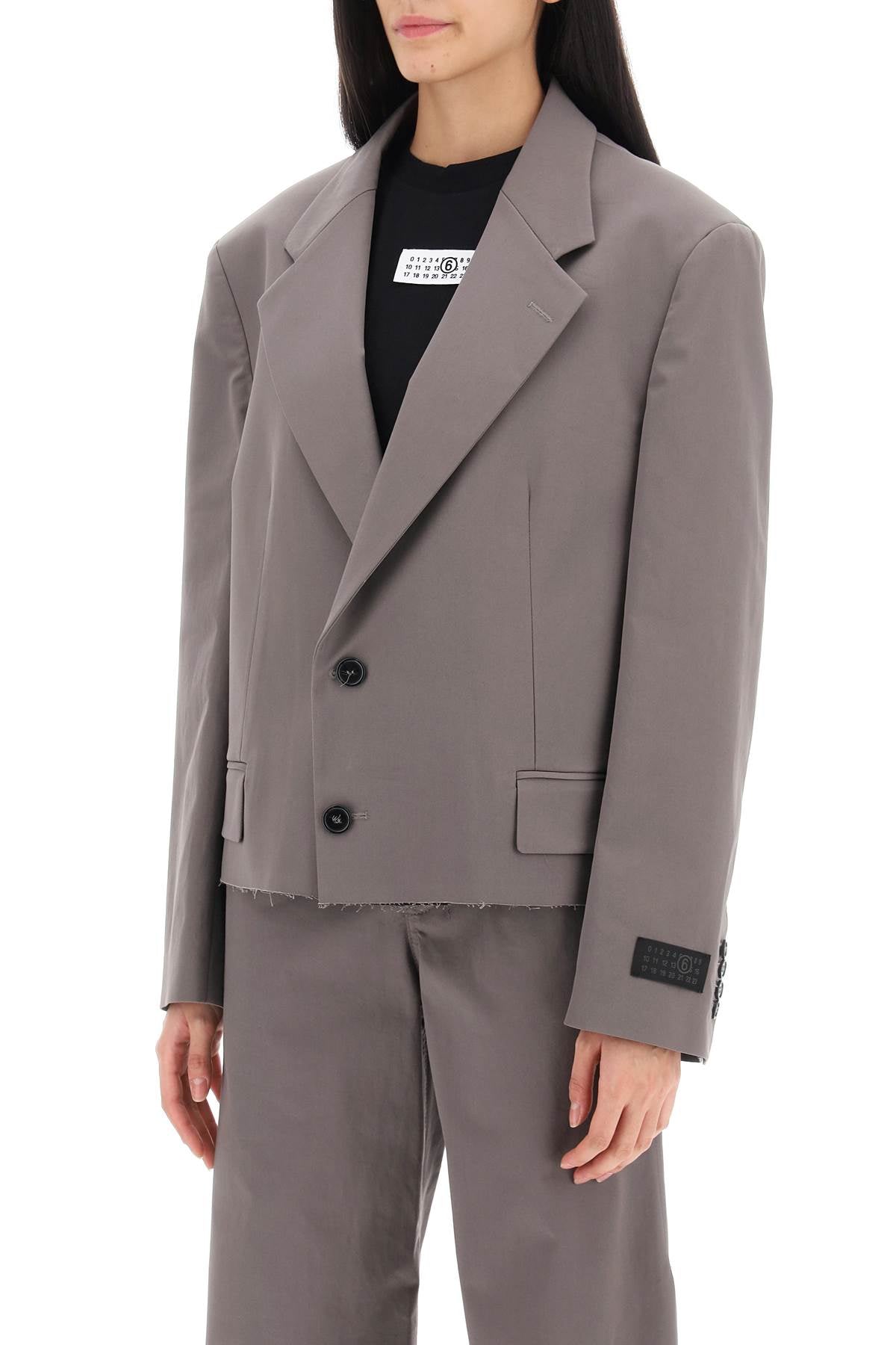 MM6 Maison Margiela Cropped Stretch Cotton Twill Blazer image 3